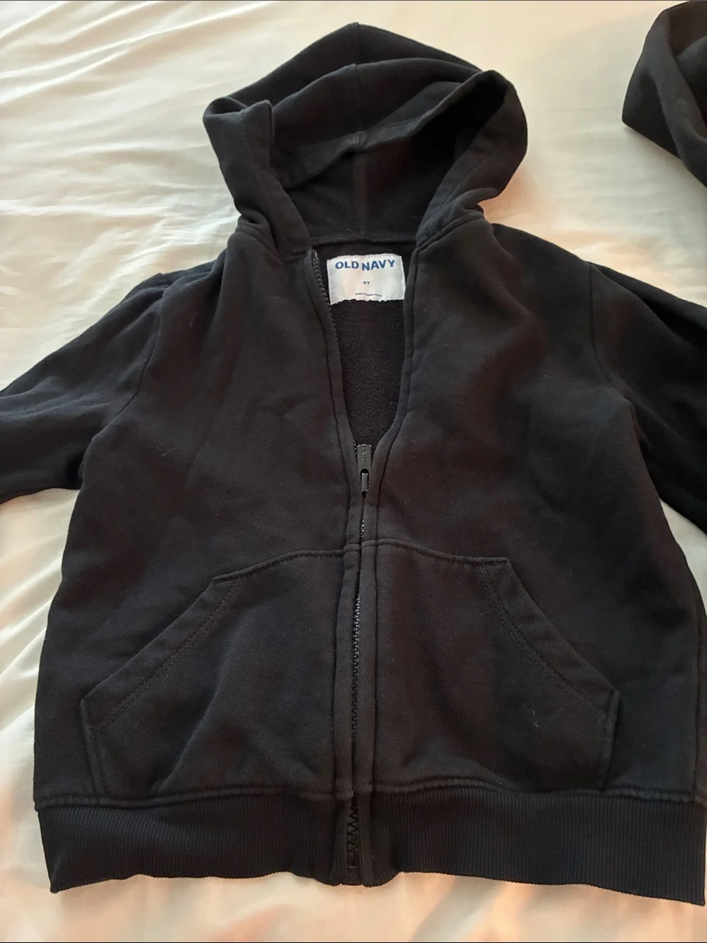 Old Navy Kids Black Zip Hoodie with Kangaroo Pocket